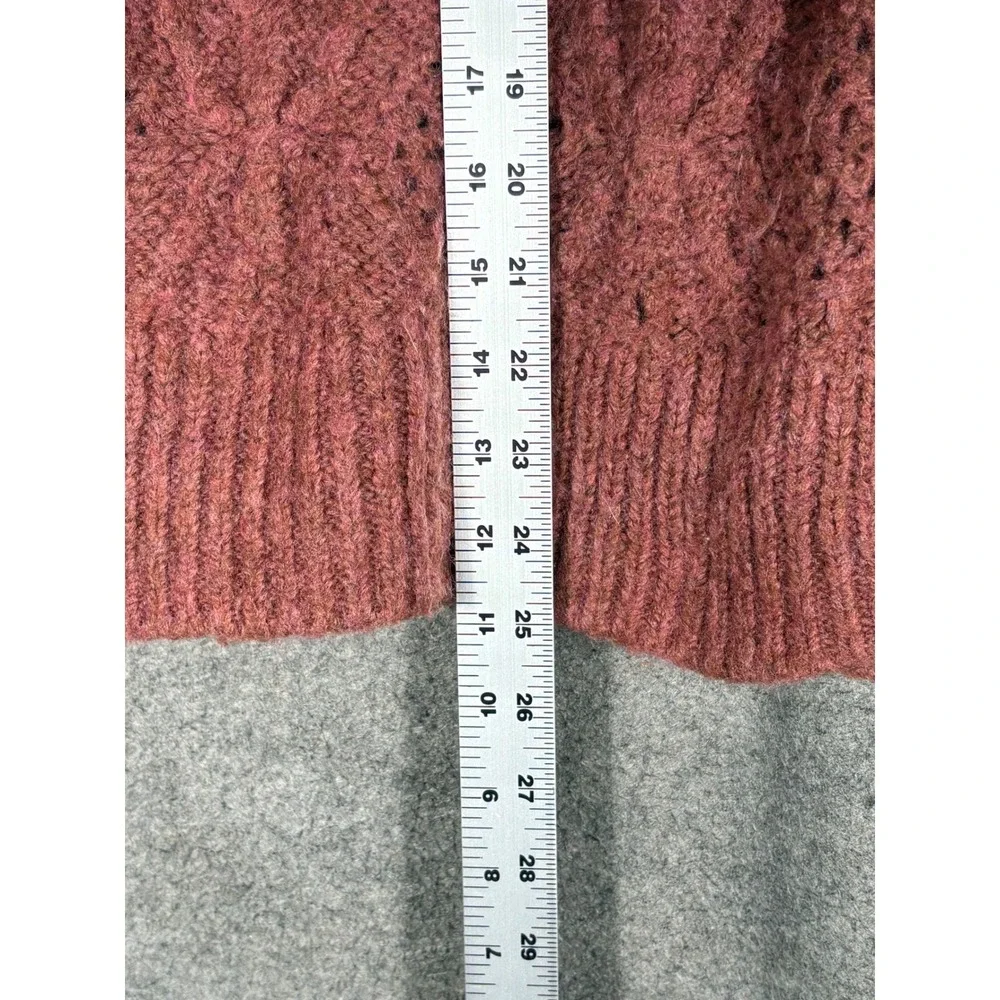 Madewell Pointelle Cable Knit Sweater XS‎ Rosewood Pink Wool Blend NG747 FA22